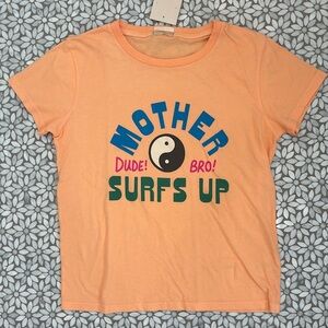 Women's Mother Lil' Goodie Goodie Surf's Up Tshirt in Peach, Size XS-NWT!